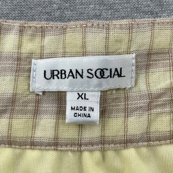 Urban Social Skirt XL Butter Yellow Plaid Tiered Mini Lightweight Preppy Summer - Picture 7 of 12